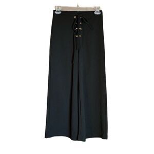 Blue blush black culottes with tie detail